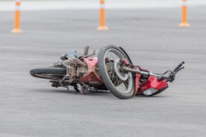 motorcycle lying in the road