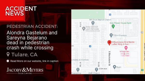 Map of Pedestrian Accident at Blackstone Street and Martin Luther King Junior Avenue in Tulare, CA