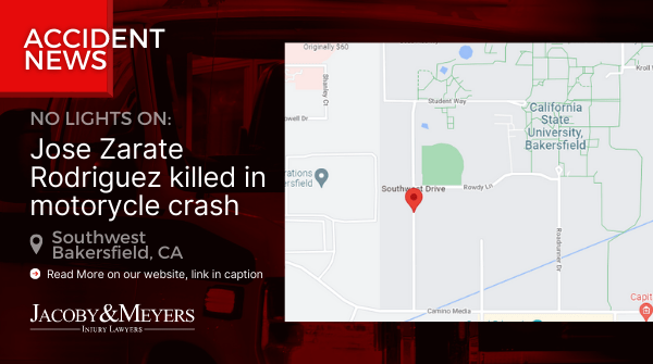 Map of Southwest Bakersfield, CA location of motorcycle accident