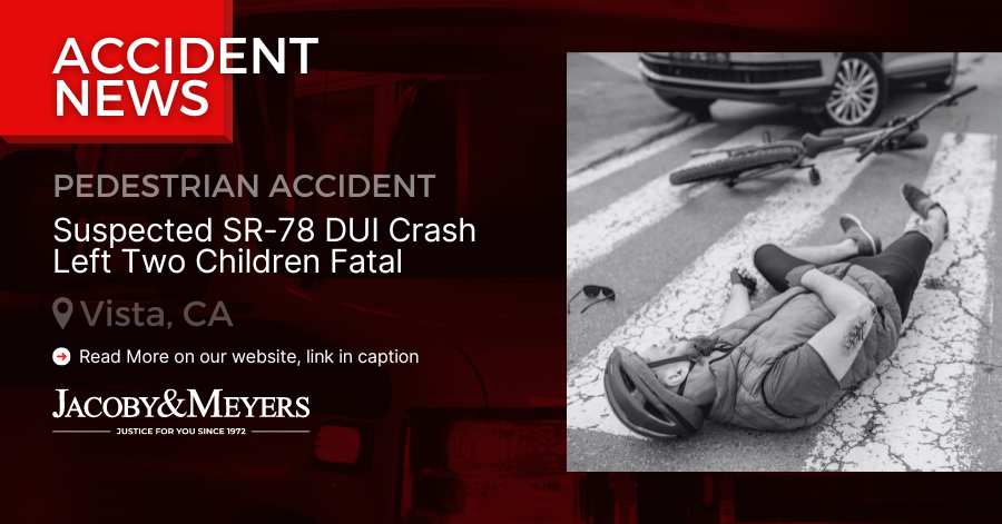 10-Year-Old Boy and 16-Year-Old Girl Succumbed to Fatal Injuries after Suspected SR-78 DUI Crash Vista, CA (June 19, 2023) – A suspected SR-78 DUI crash left a 10-year-old boy and 16-year-old girl with fatal injuries. According to Fox 5, the crash occurred around 6:12 p.m. on Sunday. A 10-year-old boy and 16-year-old girl succumbed to fatal injuries after a suspected SR-78 DUI crash. 