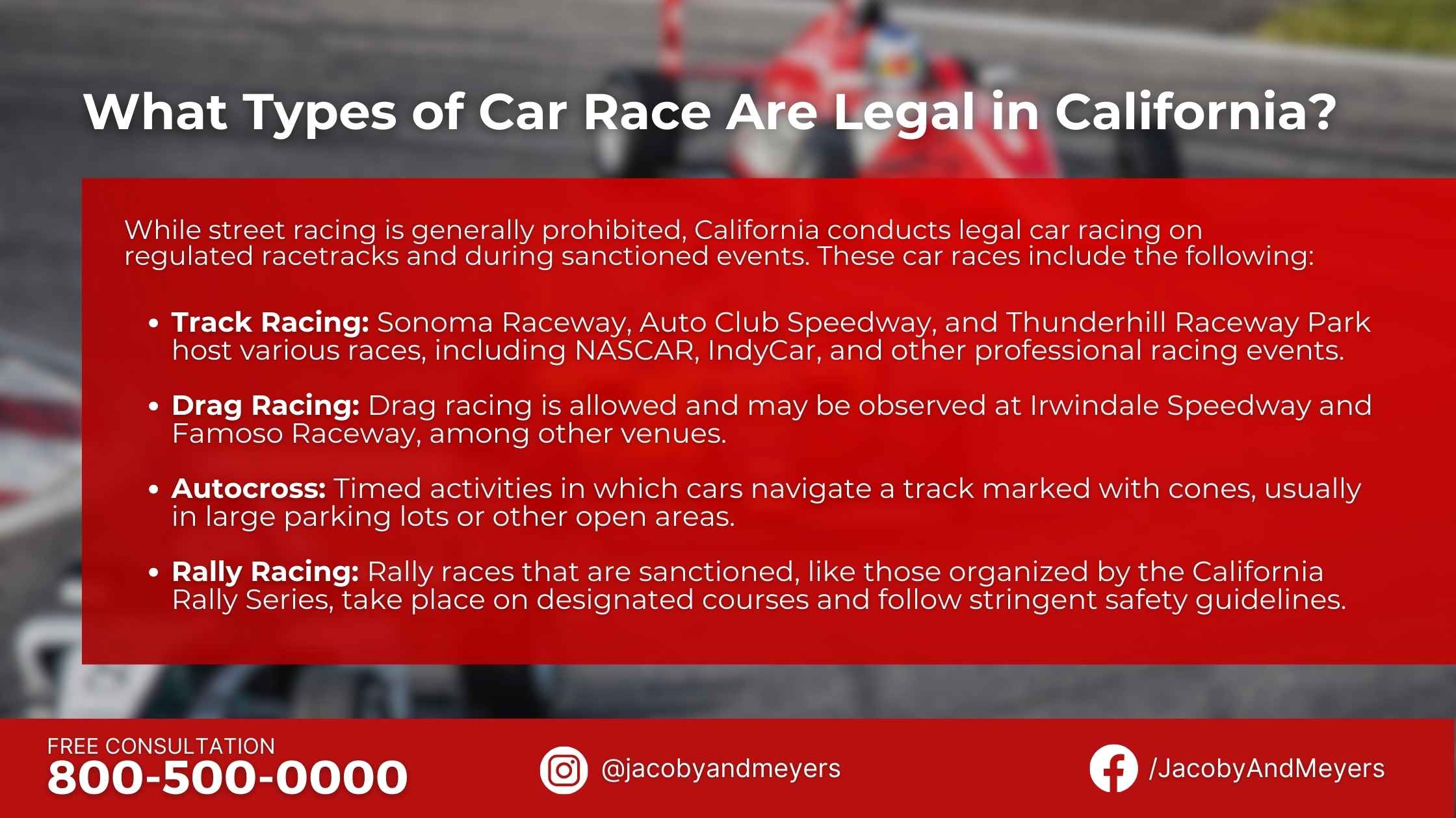 What Types of Car Race Are Legal in California?